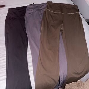 Set of Three Yoga Pants in Black, Gray, and Brown